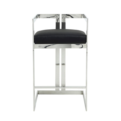 Kenzie Bar Stool Silver/Black Faux Leather