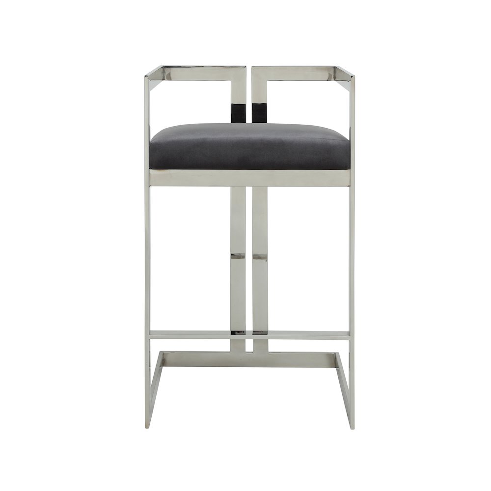 Kenzie Bar Stool Silver/Gray Velvet