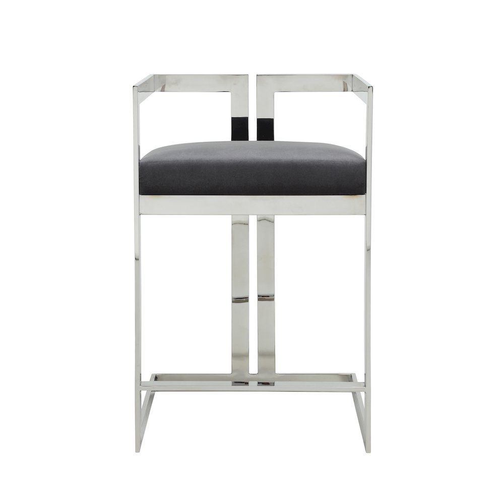 Kenzie Counter Stool Silver/Gray Velvet