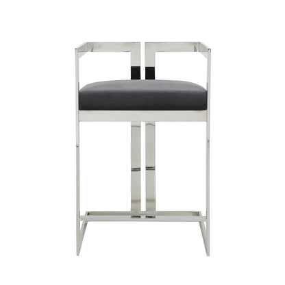 Kenzie Counter Stool Silver/Gray Velvet