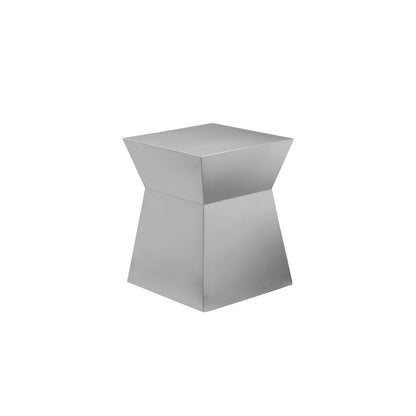 Cubix Hour Glass Side Table Brushed Metal