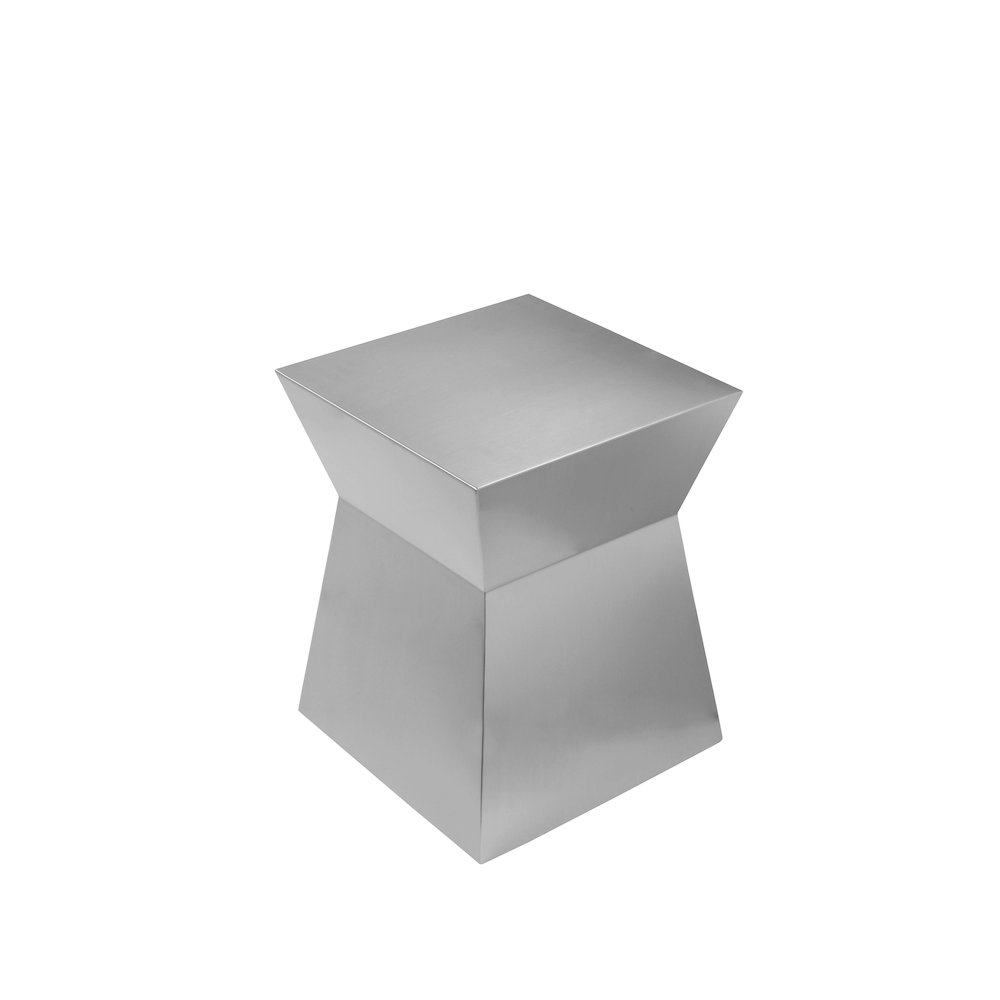 Cubix Hour Glass Side Table Brushed Metal
