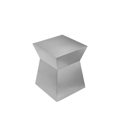 Cubix Hour Glass Side Table Brushed Metal