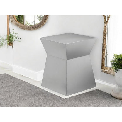 Cubix Hour Glass Side Table Brushed Metal