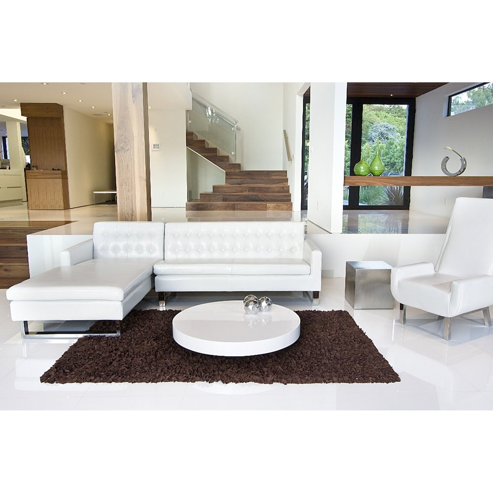 Sloan Left Arm Facing Faux Leather White