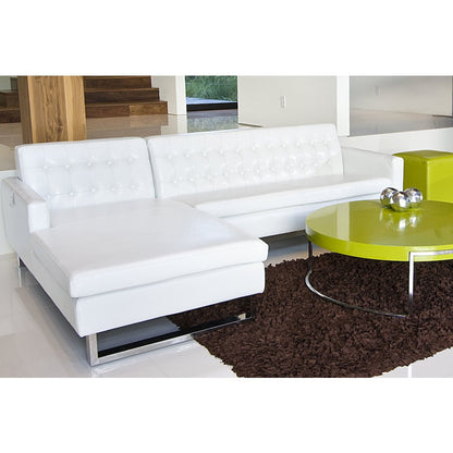 Sloan Left Arm Facing Faux Leather White