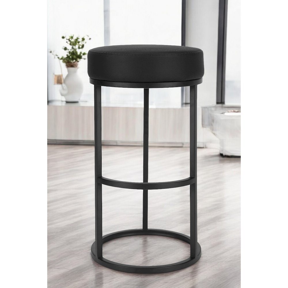 Stan Bar Stool Faux Leather Black
