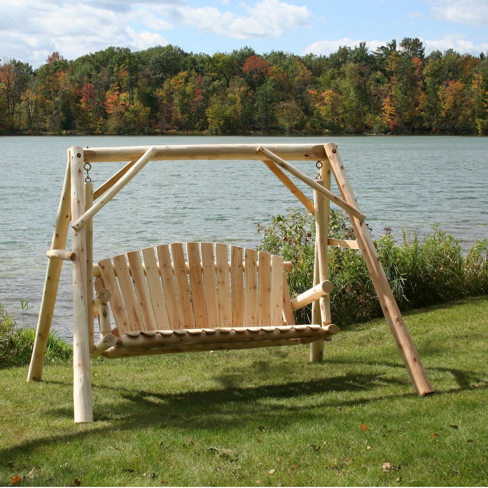 6' ADA Log Picnic Table  Attached Benches