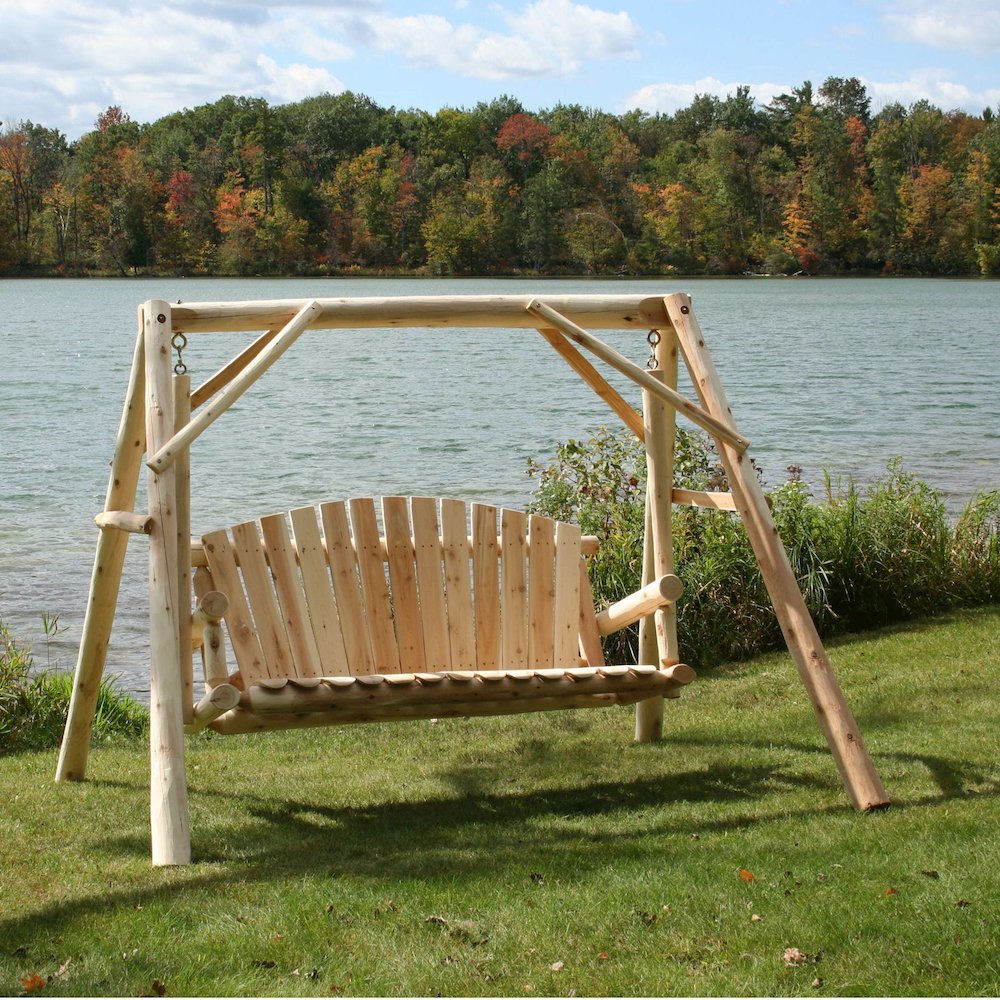 6' ADA Log Picnic Table  Attached Benches