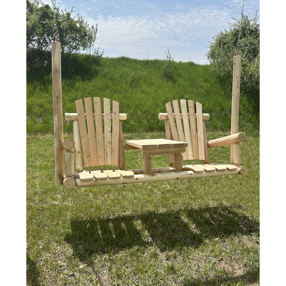 Cedar Log Tete-A-Tete Porch Swing