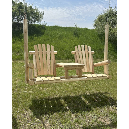Cedar Log Tete-A-Tete Porch Swing