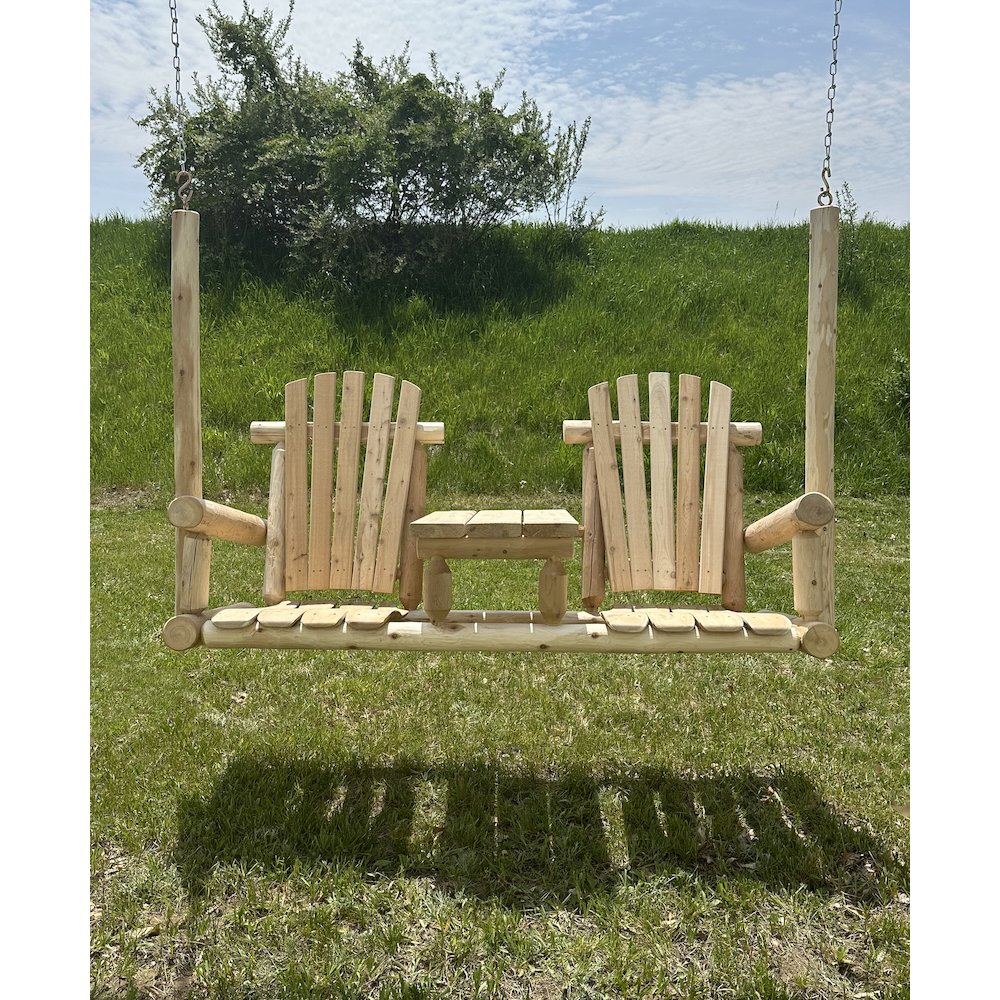 Cedar Log Tete-A-Tete Porch Swing