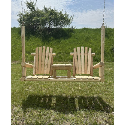 Cedar Log Tete-A-Tete Porch Swing