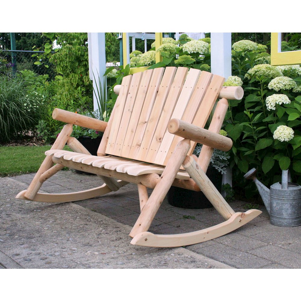 Cedar Log Rocking Loveseat