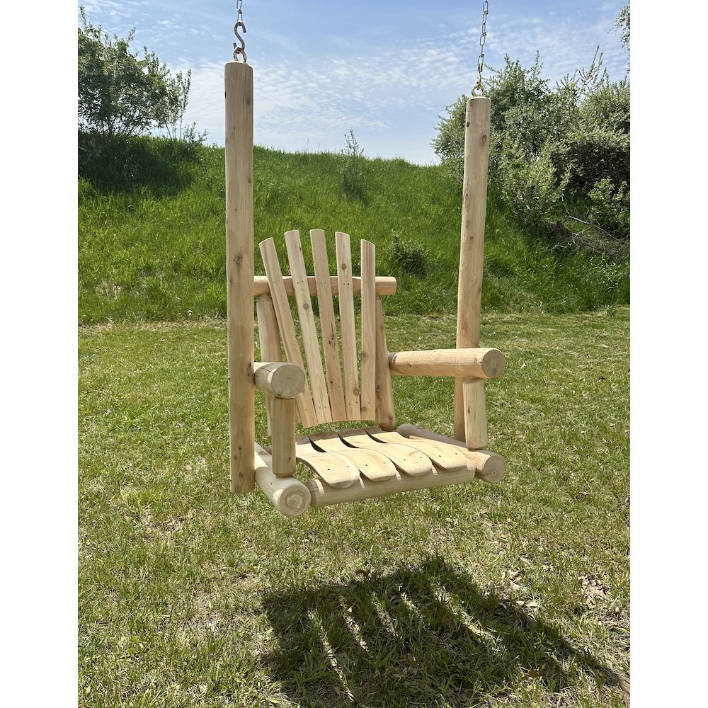 Cedar Log Single Chair Porch Swing