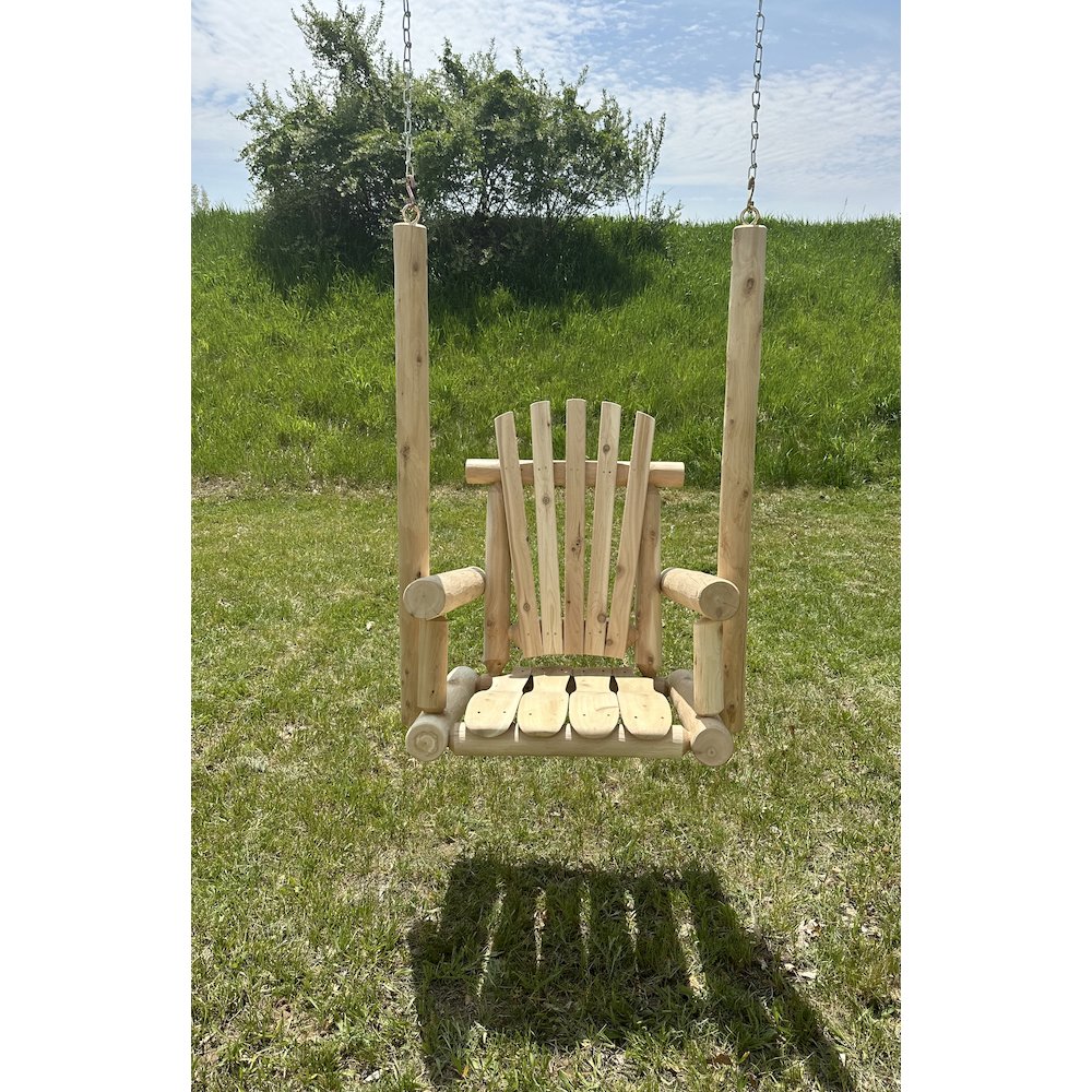 Cedar Log Single Chair Porch Swing