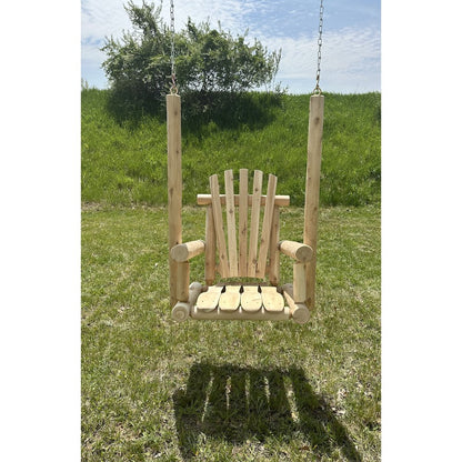 Cedar Log Single Chair Porch Swing