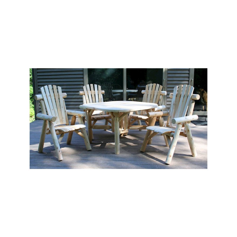 Cedar log 47" Roundabout Table/ 4 Chair Set
