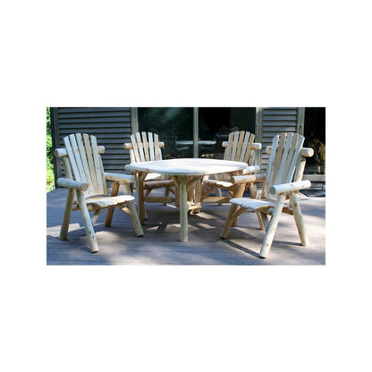 Cedar log 47" Roundabout Table/ 4 Chair Set