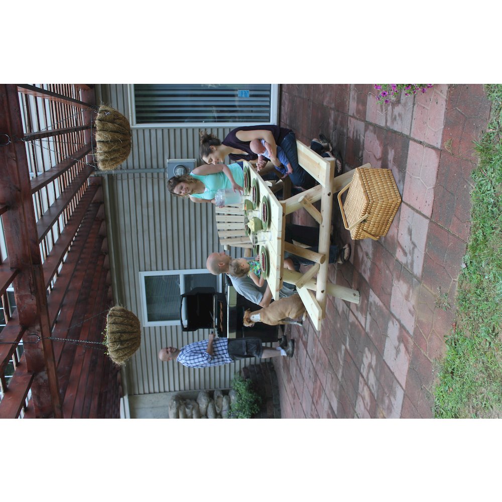 6' Log Picnic Table  Attached Benches