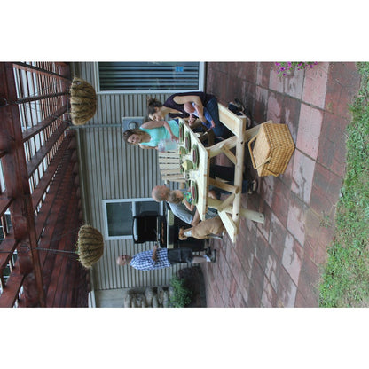 6' Log Picnic Table  Attached Benches