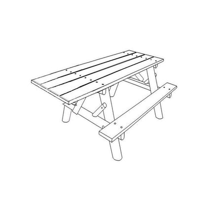 6' ADA Log Picnic Table  Attached Benches