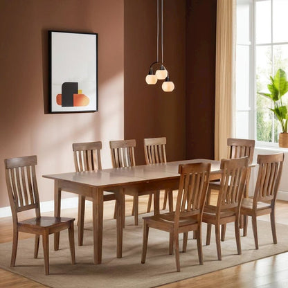 Elegant Brown Solid Wood Dining Chairs Set of 2 with Slatback Design