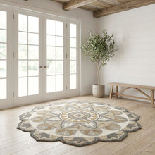 Gray Indoor Area Rug In Round Shape With Transitional Style