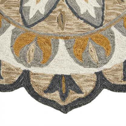 Gray Indoor Area Rug In Round Shape With Transitional Style
