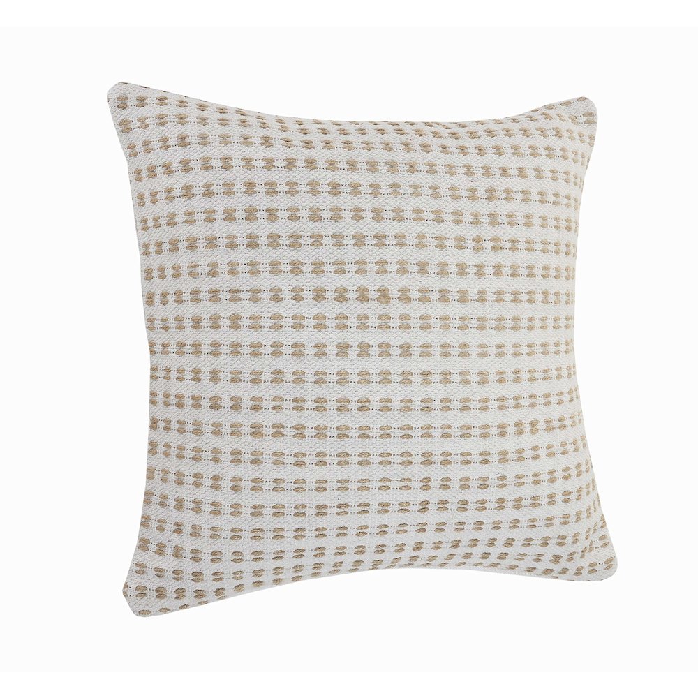 Ivory and Jute Interwoven Throw Pillow