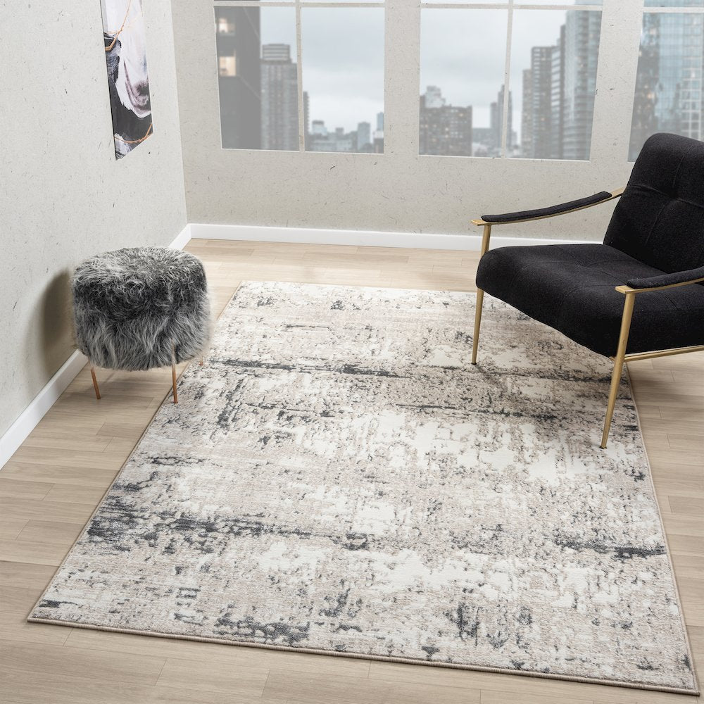Antalya Durable Performance Area Rug Indoor in Beige/Gray, 5' x 7'