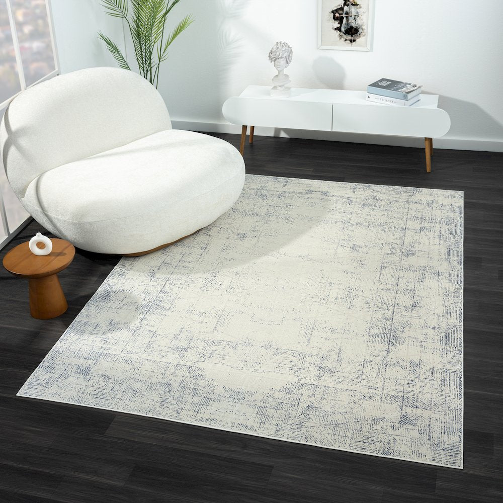 Aria Durable Performance Area Rug Indoor in Gray/Blue, 5'3" x 7'