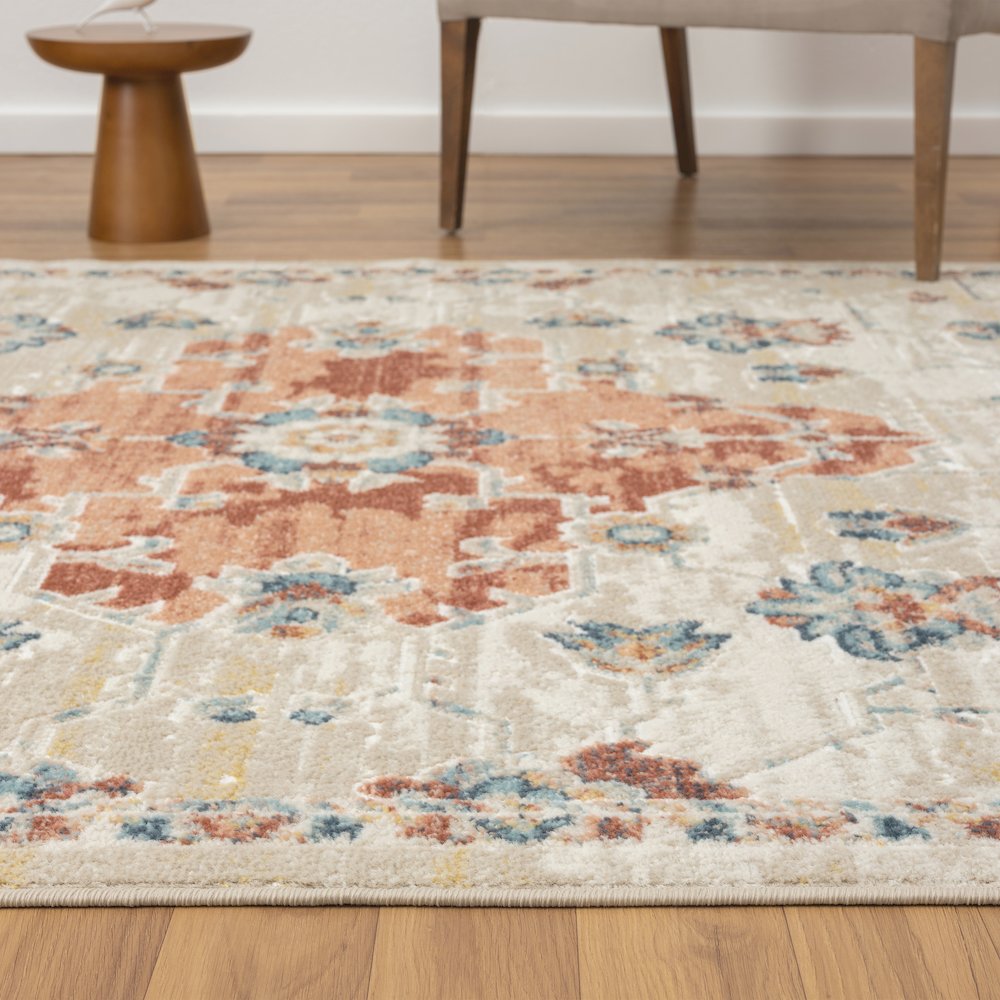 Avalon Performance Blend Area Rug Indoor in Red/Ivory, 3'11" x 6'