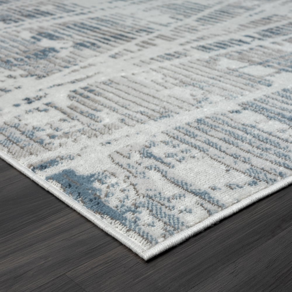 Calgary Durable Performance Area Rug Indoor in Blue/Cream, 7'9" X 9'9"
