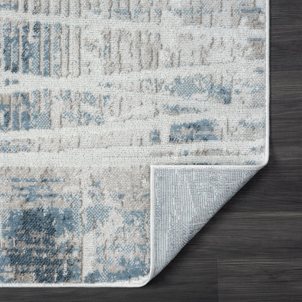 Calgary Durable Performance Area Rug Indoor in Blue/Cream, 7'9" X 9'9"