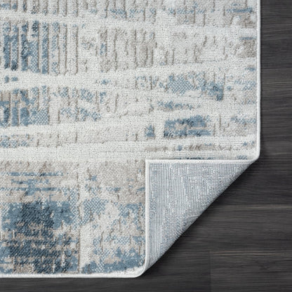 Calgary Durable Performance Area Rug Indoor in Blue/Cream, 7'9" X 9'9"