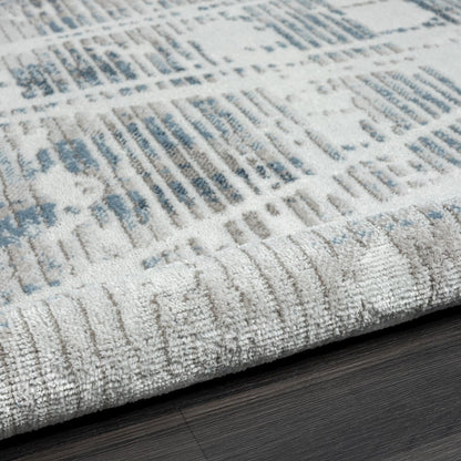 Calgary Durable Performance Area Rug Indoor in Blue/Cream, 7'9" X 9'9"