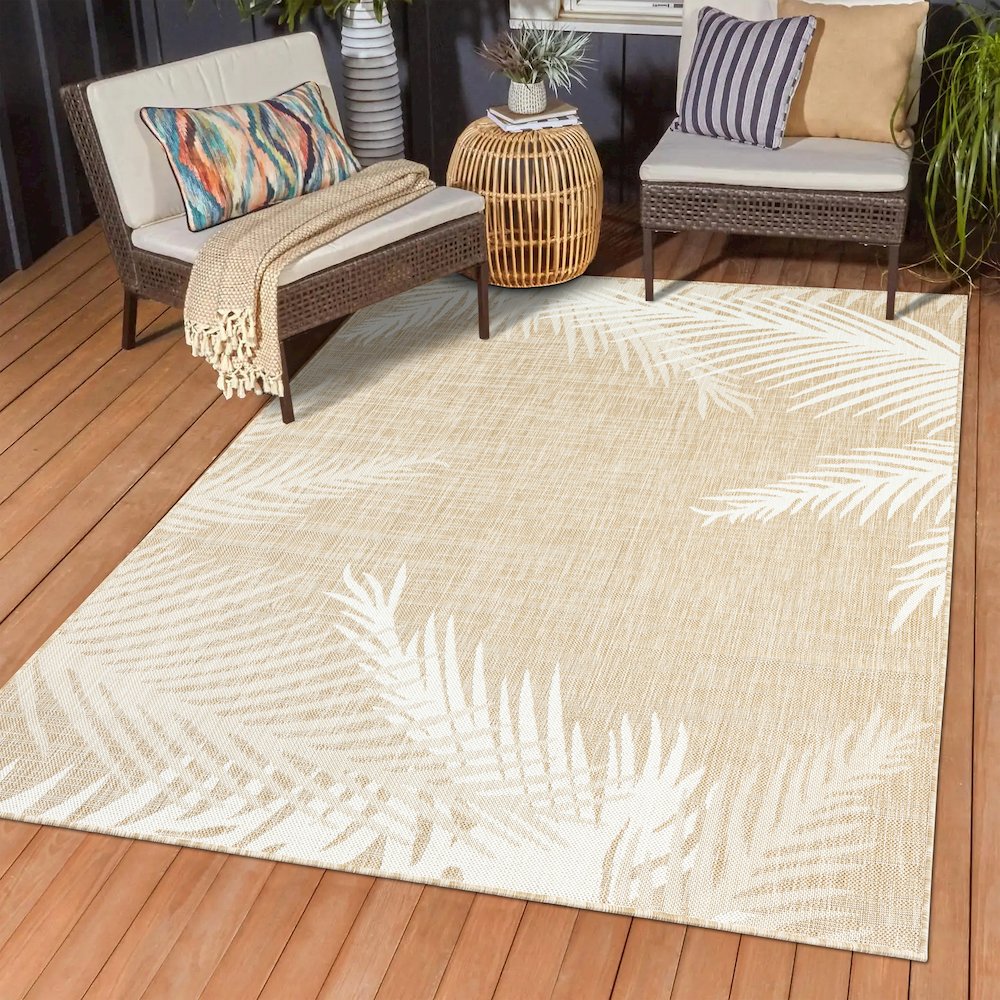 Captiva Durable Performance Area Rug Outdoor in Beige/Ivory, 6'6" x 9'