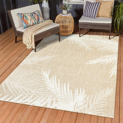 Captiva Durable Performance Area Rug Outdoor in Beige/Ivory, 6'6" x 9'