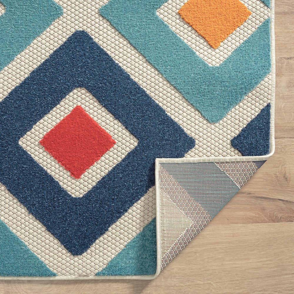 Durable Performance Area Rug Outdoor in Navy Blue/Multicolor, 3'6" x 5'6"