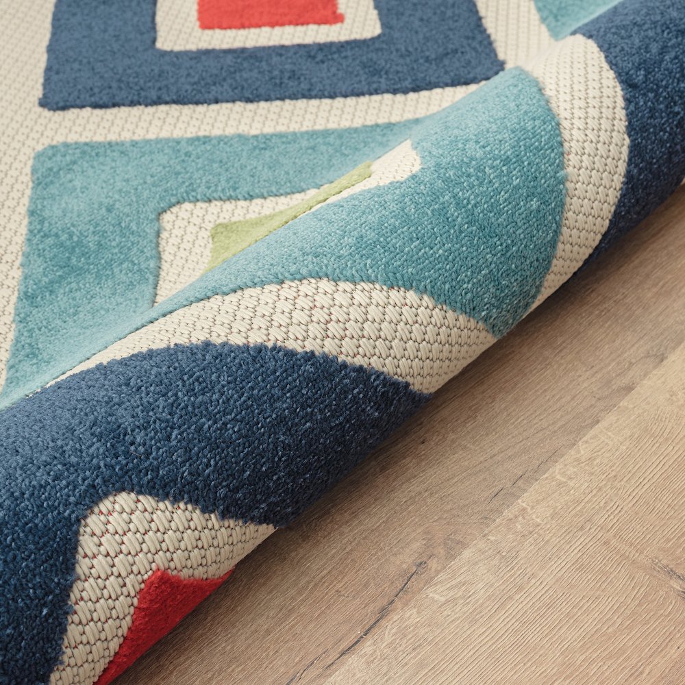 Durable Performance Area Rug Outdoor in Navy Blue/Multicolor, 3'6" x 5'6"