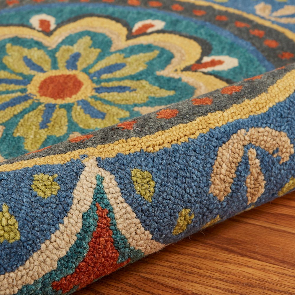 Dazzle Wool Area Rug Indoor in Blue/Multicolored, 6' Round