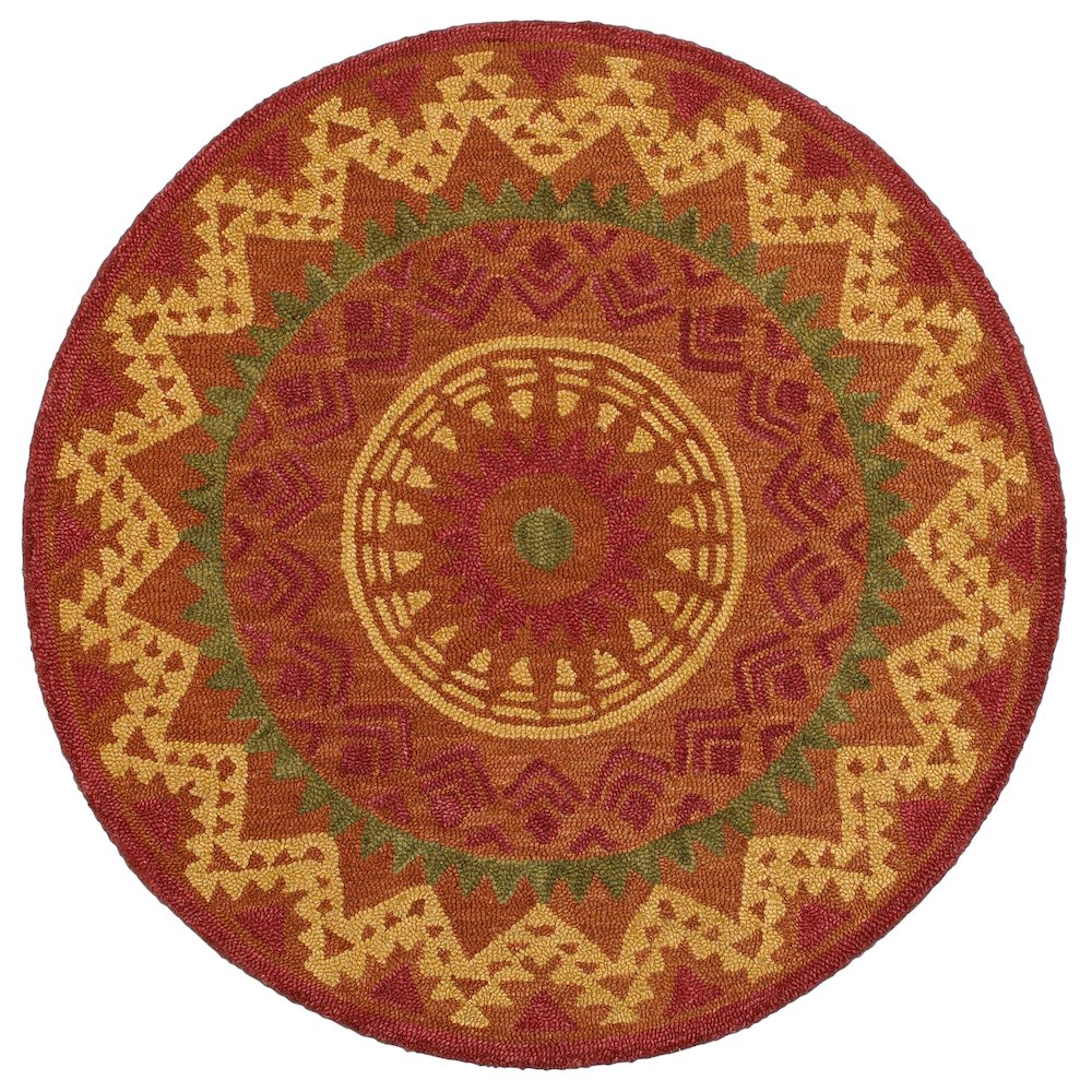 Dazzle Wool Area Rug Indoor in Orange/Red, 6' Round