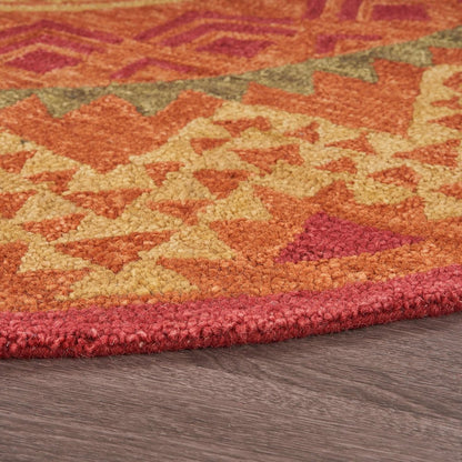 Dazzle Wool Area Rug Indoor in Orange/Red, 6' Round