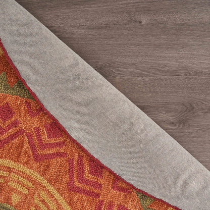 Dazzle Wool Area Rug Indoor in Orange/Red, 6' Round