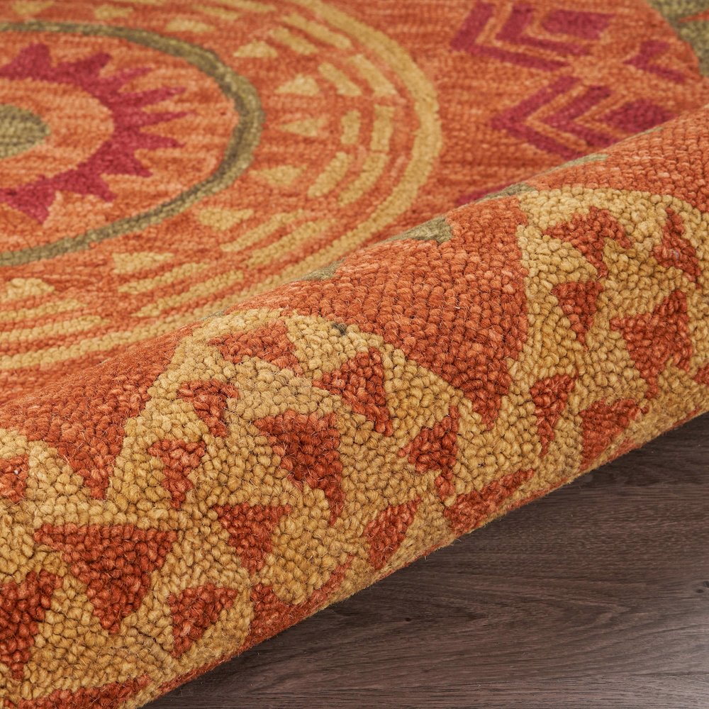 Dazzle Wool Area Rug Indoor in Orange/Red, 6' Round