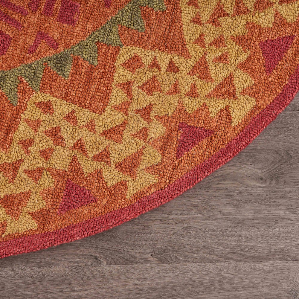 Dazzle Wool Area Rug Indoor in Orange/Red, 6' Round