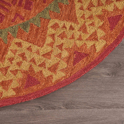 Dazzle Wool Area Rug Indoor in Orange/Red, 6' Round