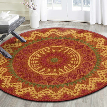 Dazzle Wool Area Rug Indoor in Orange/Red, 6' Round