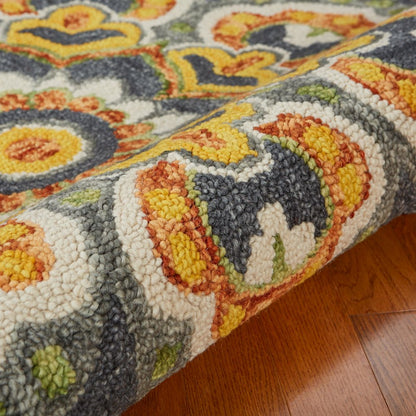 Dazzle Wool Area Rug Indoor in Gray/Yellow, 6' Round
